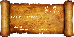 Hetyei Tibor névjegykártya